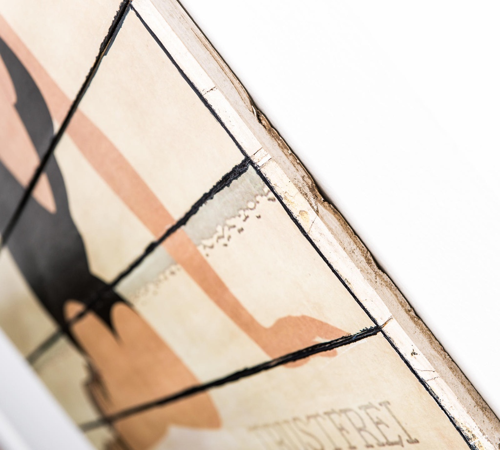 Stampa su legno con tela multicolor 60x100 cm