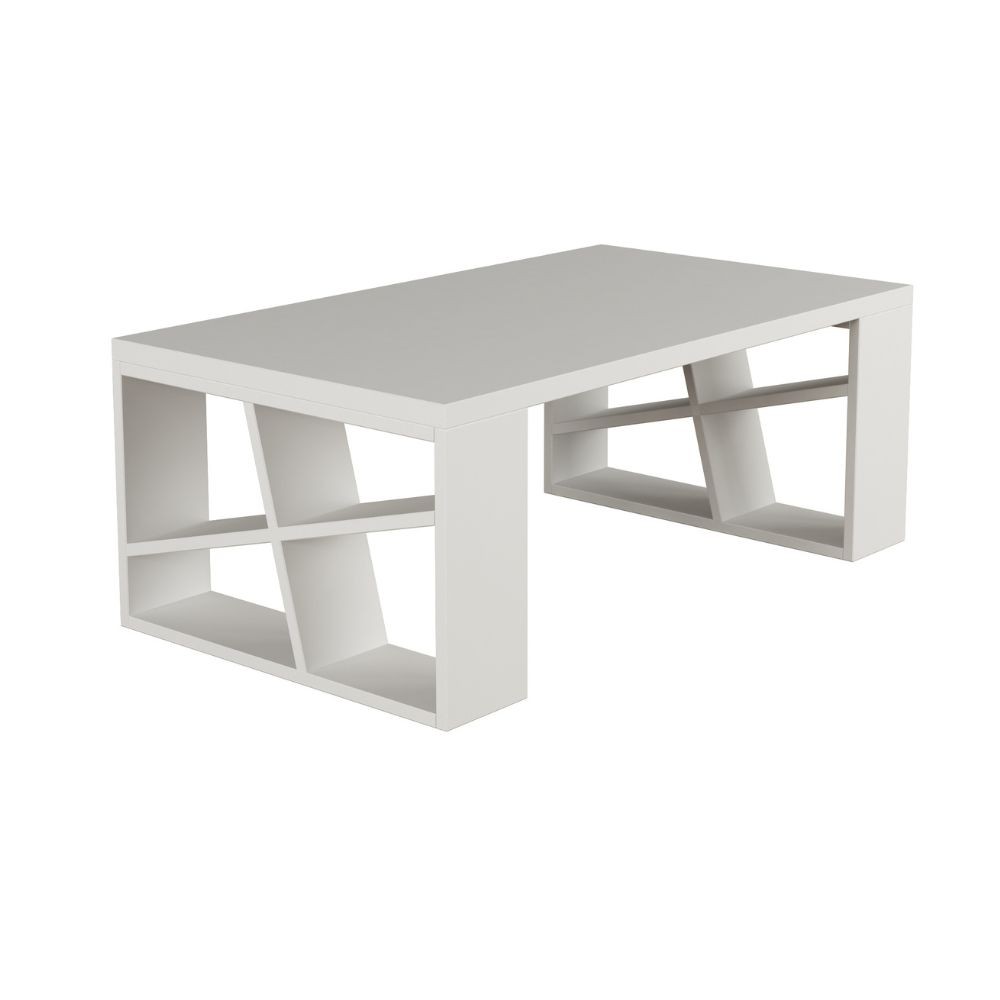 Tavolino da salotto rettangolare Honey, bianco, L 105 x P 60 x H 40 cm
