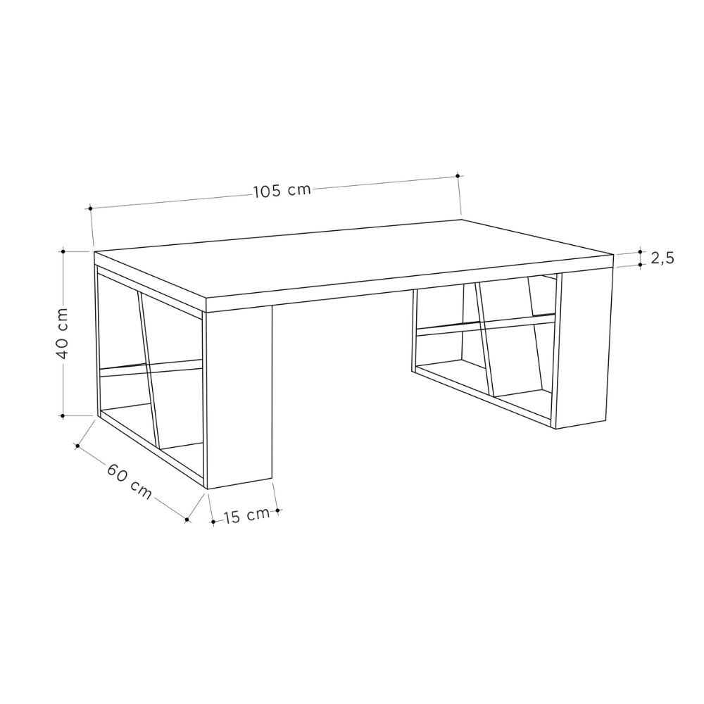 Tavolino da salotto rettangolare Honey, bianco, L 105 x P 60 x H 40 cm