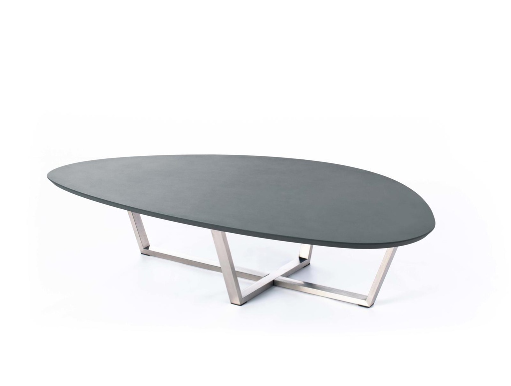 Tavolino in mdf grigio scuro e base in metallo 140x80x32h cm