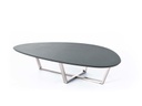 Tavolino in mdf grigio scuro e base in metallo 140x80x32h cm