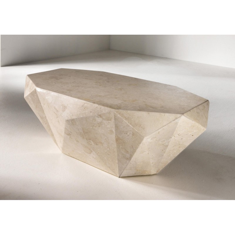 Tavolino moderno pietra fossile beige cm 120 x 70 x h 40