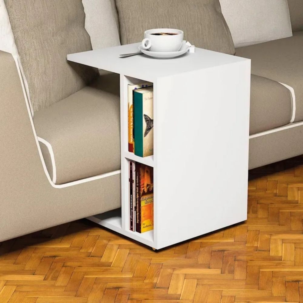 Tavolino da divano Newceylin porta computer vani a giorno  bianco