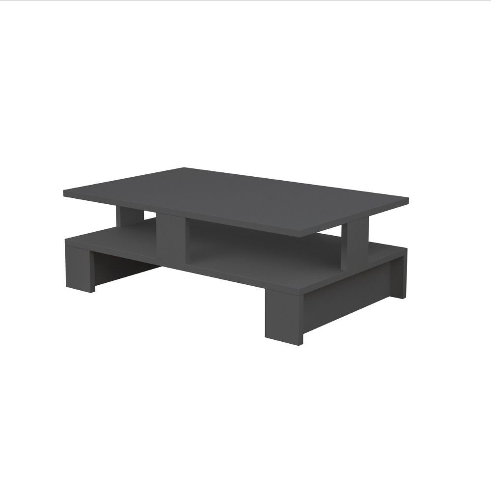 Tavolino da salotto antracite doppio ripiano 80x50x27,5 cm