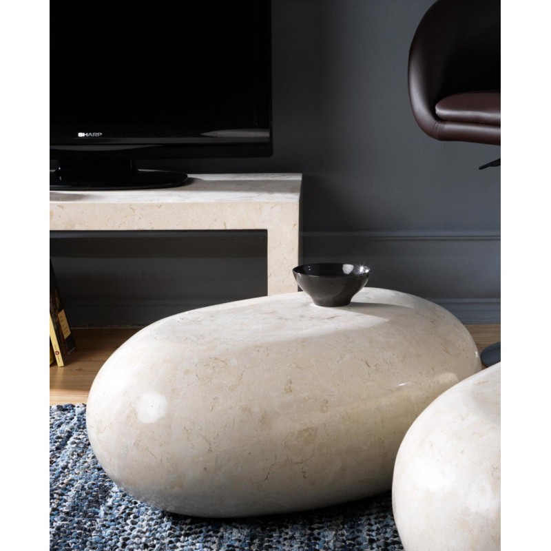 Tavolino moderno pietra beige cm 50 x 75 x h 27