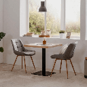 Tavolo Quadrato 70x70x75 h cm piano rovere e base nera EFFEZ