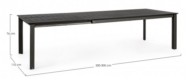 Tavolo giardino allungabile Konnor antracite cm 200-300 x 110h