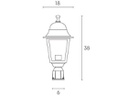Testa-palo in alluminio pressofuso con diffusori in vetro trasparente, diametro 60 mm, altezza max lampada 170mm, alimentazione 230 V ~ 50 Hz, potenza massima lampade 60W biancoargento