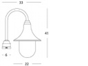 Testa-palo in termoplastico trasparente, diametro 60mm, altezza max lampada 150mm, IP43 nero