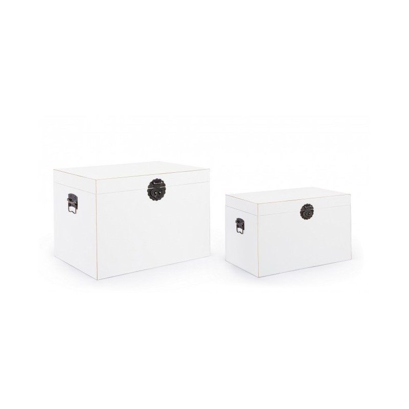 Set 2 Baule Pechino bianco in legno