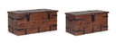 Set 2 cassapanca marrone in legno stile fusion