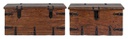 Set 2 cassapanca marrone in legno stile fusion