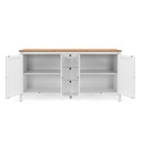 (2c) Mobile credenza 4 ante 3 cassetti bianco con top rovere 180x40xh.90 cm (BERGEN51BI)