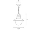 Sospensione E27  linea calipso  biancoargento
