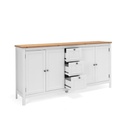 (2c) Mobile credenza 4 ante 3 cassetti bianco con top rovere 180x40xh.90 cm (BERGEN51BI)
