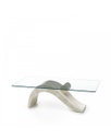 Tavolino trasparente-beige 70 cm x 120 cm H. 40 cm