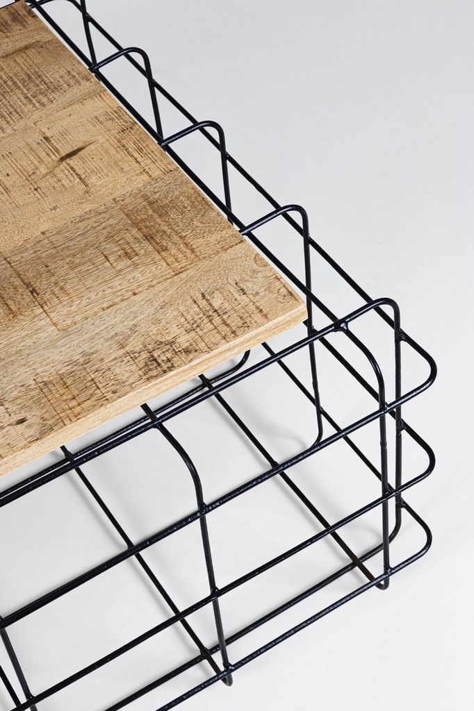 Tavolino metallo legno rettangolare Trellis