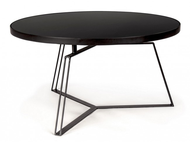 Tavolino nero in metallo stile design Ø70a - 38h