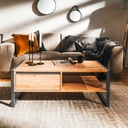 Tavolino salotto con cassetto quercia antracite cm 100x 55 x 40 h(DENVER55)