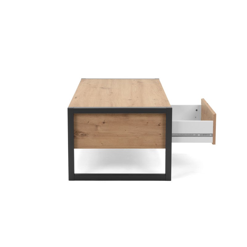 Tavolino salotto con cassetto quercia antracite cm 100x 55 x 40 h(DENVER55)