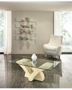 Tavolino trasparente-beige 70 cm x 120 cm H. 40 cm