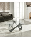 Tavolino trasparente-grigio 100 cm x 100 cm H. 42.5 cm