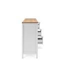 (2c) Mobile credenza 4 ante 3 cassetti bianco con top rovere 180x40xh.90 cm (BERGEN51BI)