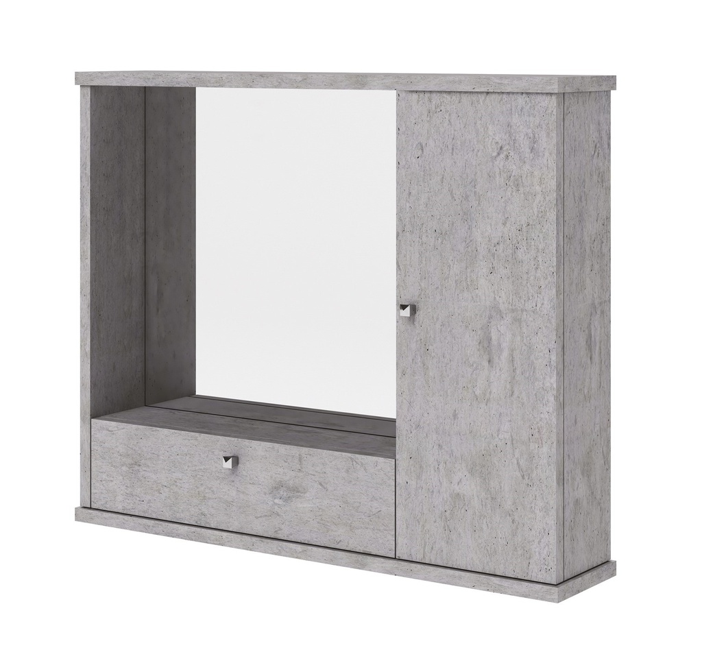 Specchiera bagno grigio cemento mobile arredo moderno 1 anta con ribalta h.61x73x14 Iperbriko