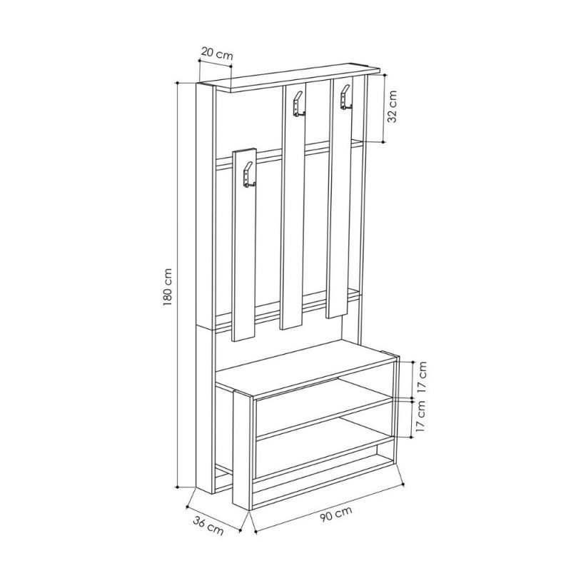 (2c) Mobile ingresso Chester noce 90x36xh.180 cm(CHESTERNOCE)