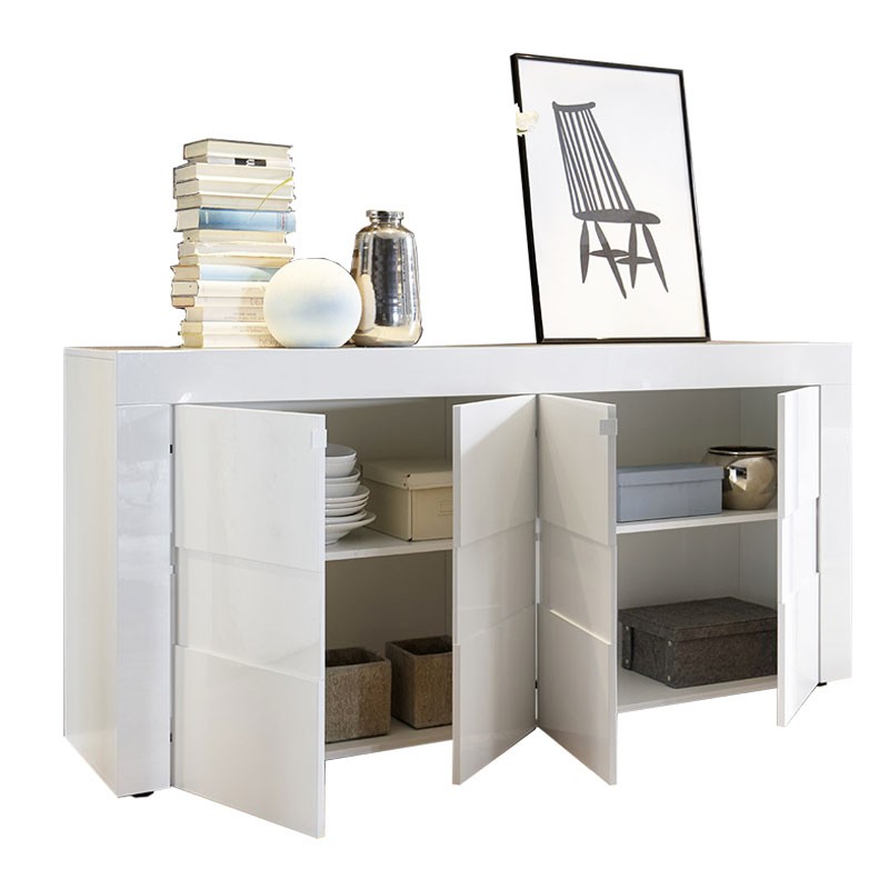 (2c) Mobile madia 4 ante grigio e struttura bianca 181x42xh.84 cm.(JULYM4ABIBE)