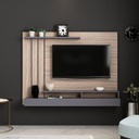 (2c) Parete porta tv noce particolari antracite 157x21xh.120 cm(LAWRANCE)