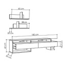 (2c) Porta tv con mensole a parete tortora 180x32x42h cm(GARATORTORA)
