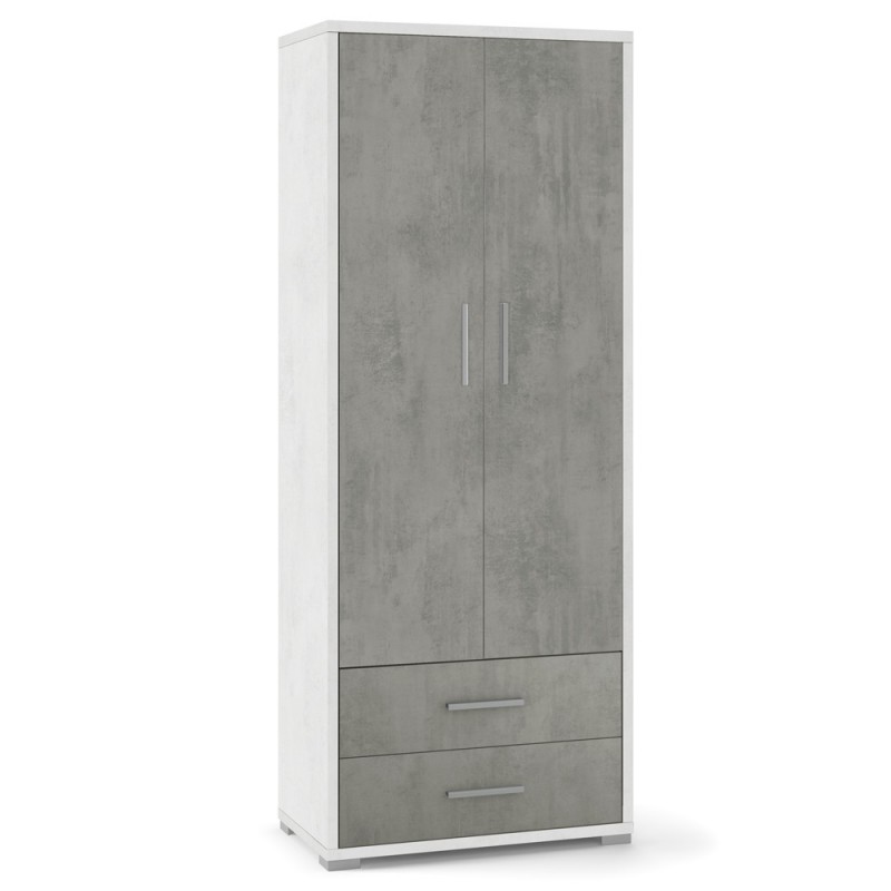 Armadio multiuso due ante due cassetti Bianco Cemento 71x41x h182 cm