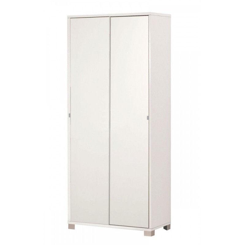 Armadio multiuso due ante scorrevoli con ripiani Bianco 82x41x h190 cm