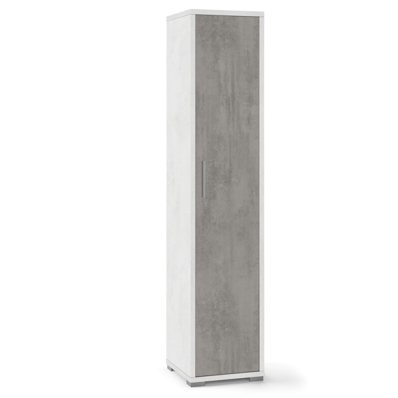 Armadio multiuso stretto in legno Bianco Cemento 39x41x h182 cm