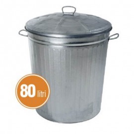 Bidone rifiuti in acciaio zincato 80 Litri diametro 47x h58 cm