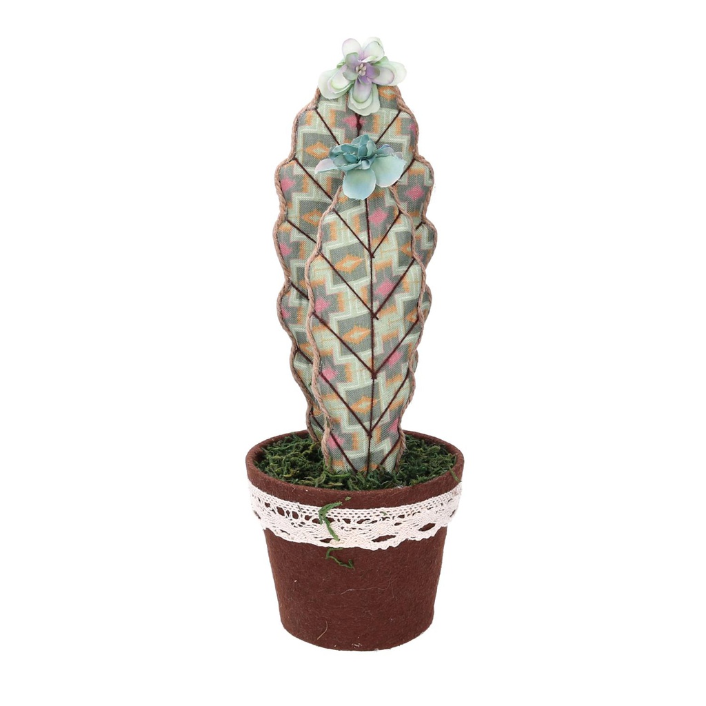 Cactus tessuto verde tondo cmø13h35