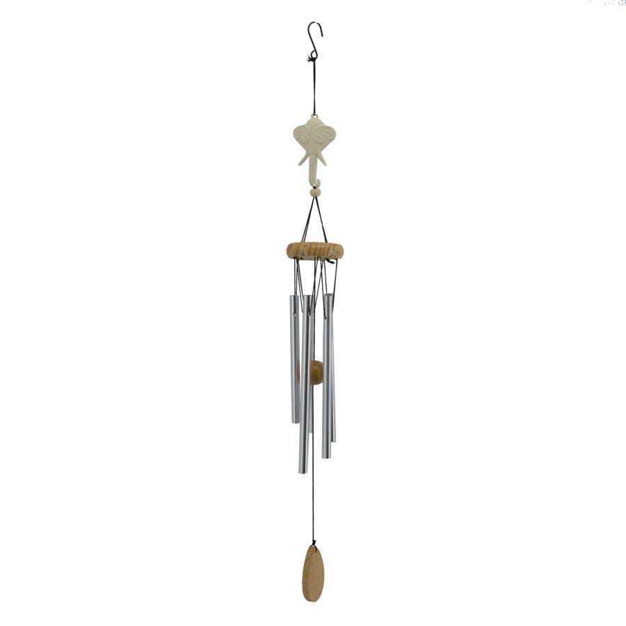 Campanello legno metallo bianco elefante cm 6x6h65