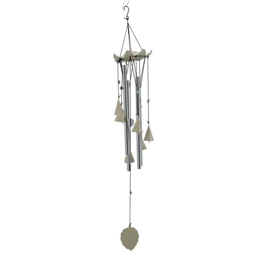 Campanello metallo bianco foglia cmø12