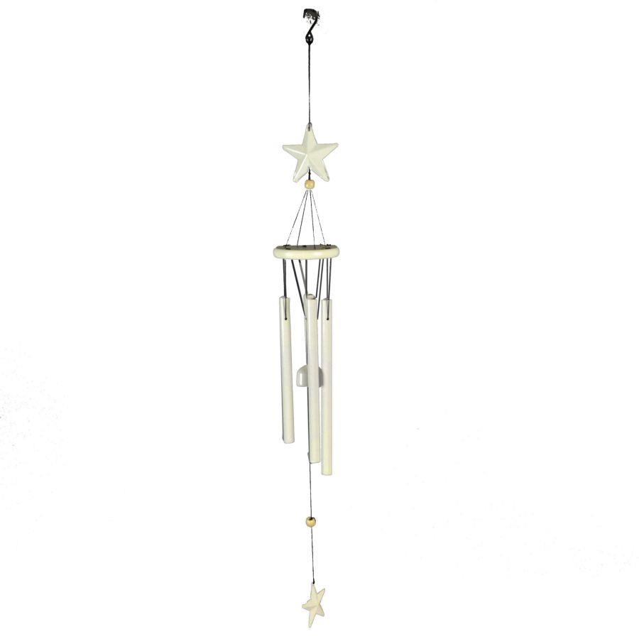 Campanello metallo con stella bianco cm 13x13h71