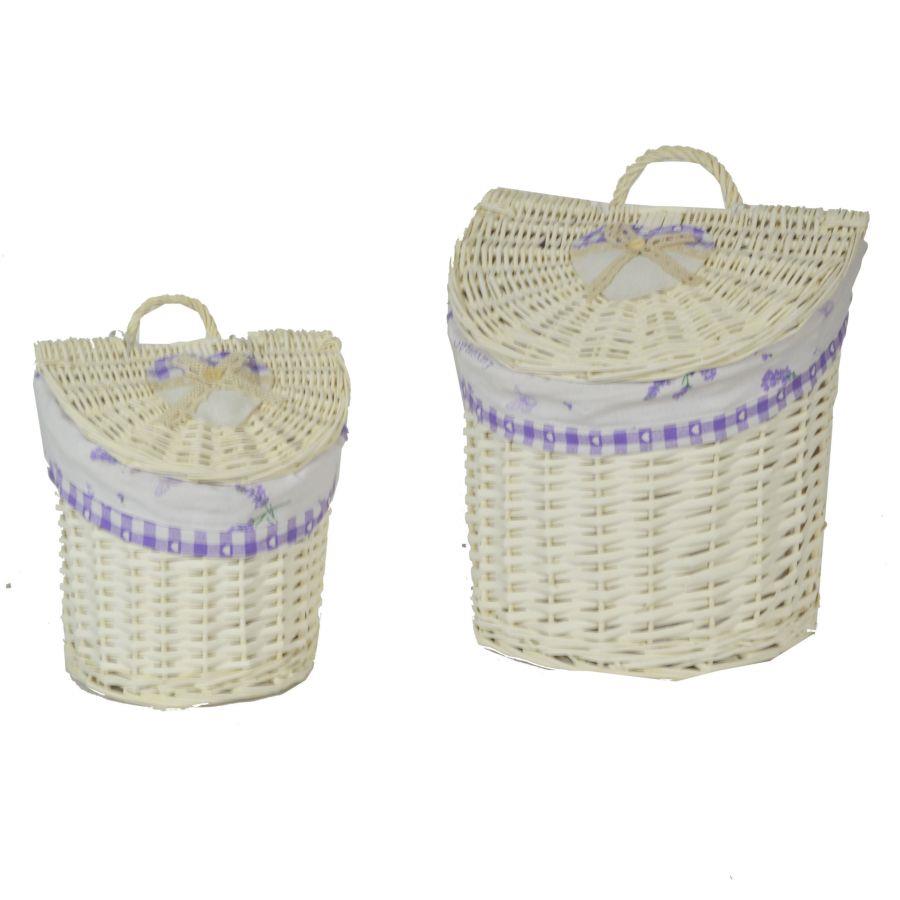 Cesta pensile vimini 1-2 lavanda mezzaluna cm28x21h22-29