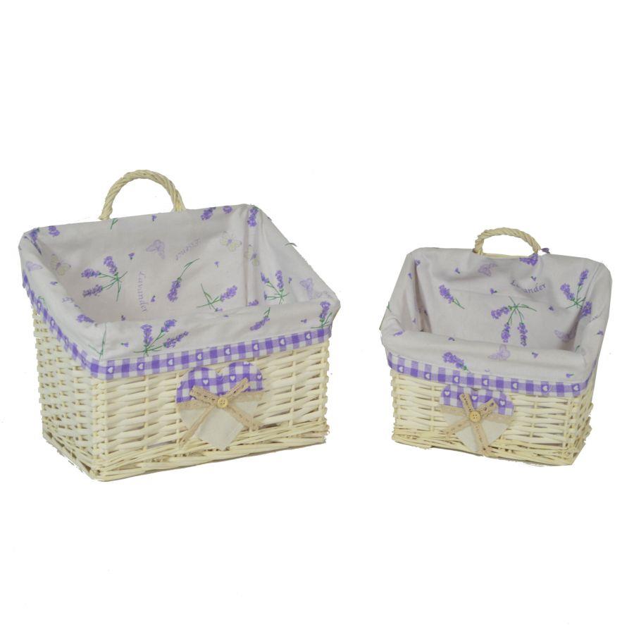Cesta pensile vimini 1-2 lavanda rettangolare cm30x20h16/23