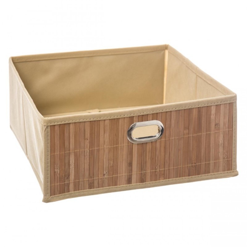 Cesto porta oggetti rettangolare in bamboo Naturale 31x31x h15 cm