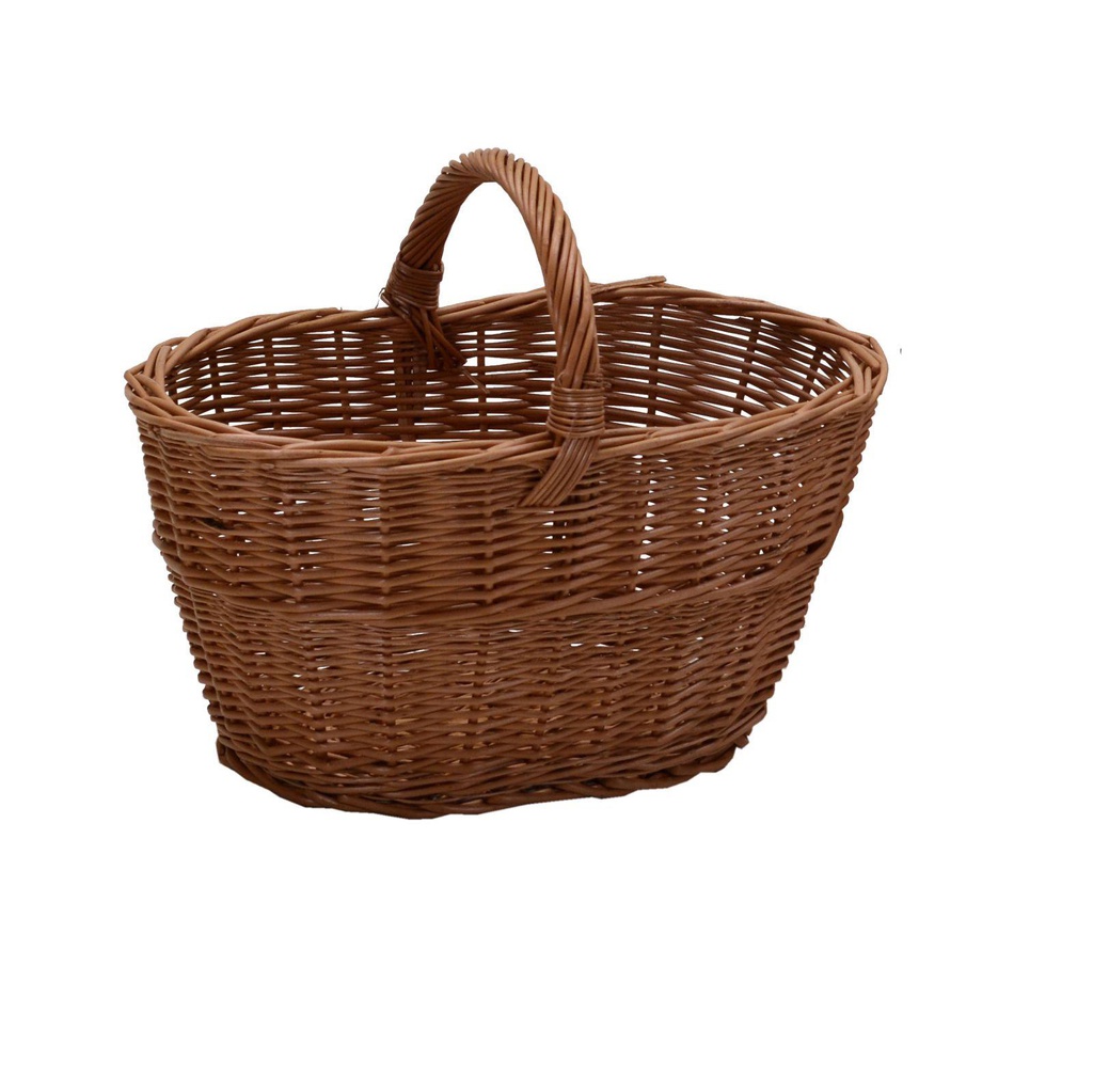 Cesto portalegna vimini europeo manico basso grande ovale cm 55x35h28/39