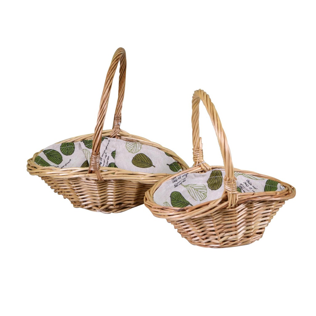 Cesto vimini 1-2 con fodera naturale ovale cm 28x21
