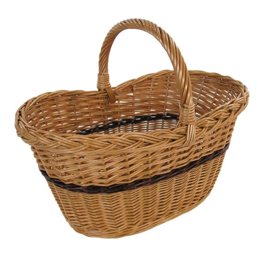 Cesto vimini europeo svasato c/treccia cm 39x23h22/32