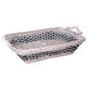 Cesto vimini intreccio azzurro bianco rettangolare cm53/59x38h13