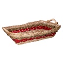 Cesto vimini intreccio rosso naturale rettangolare cm53x38h13