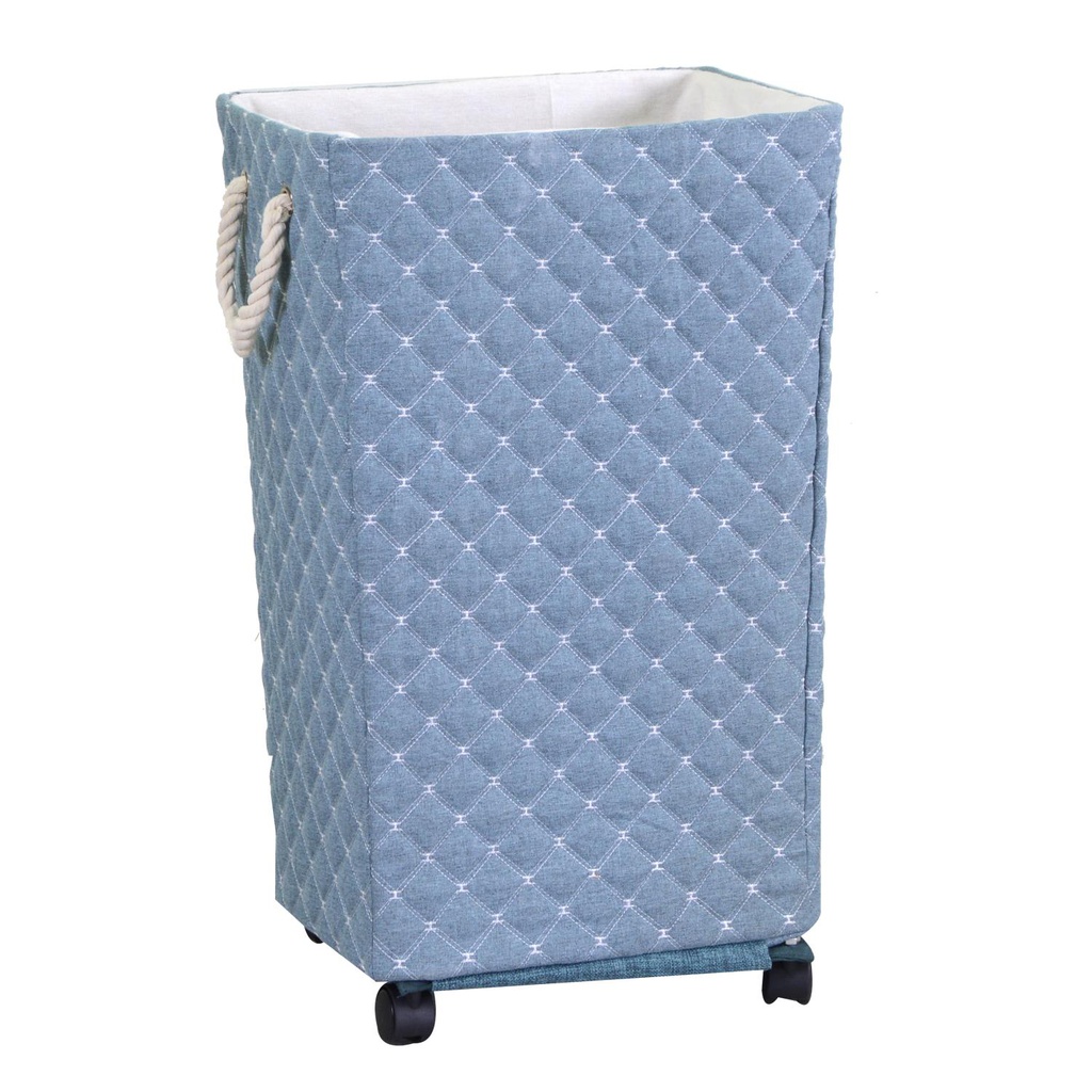 Cestone  tessuto azzurro rettangolare con rotelle cm 40x30h70