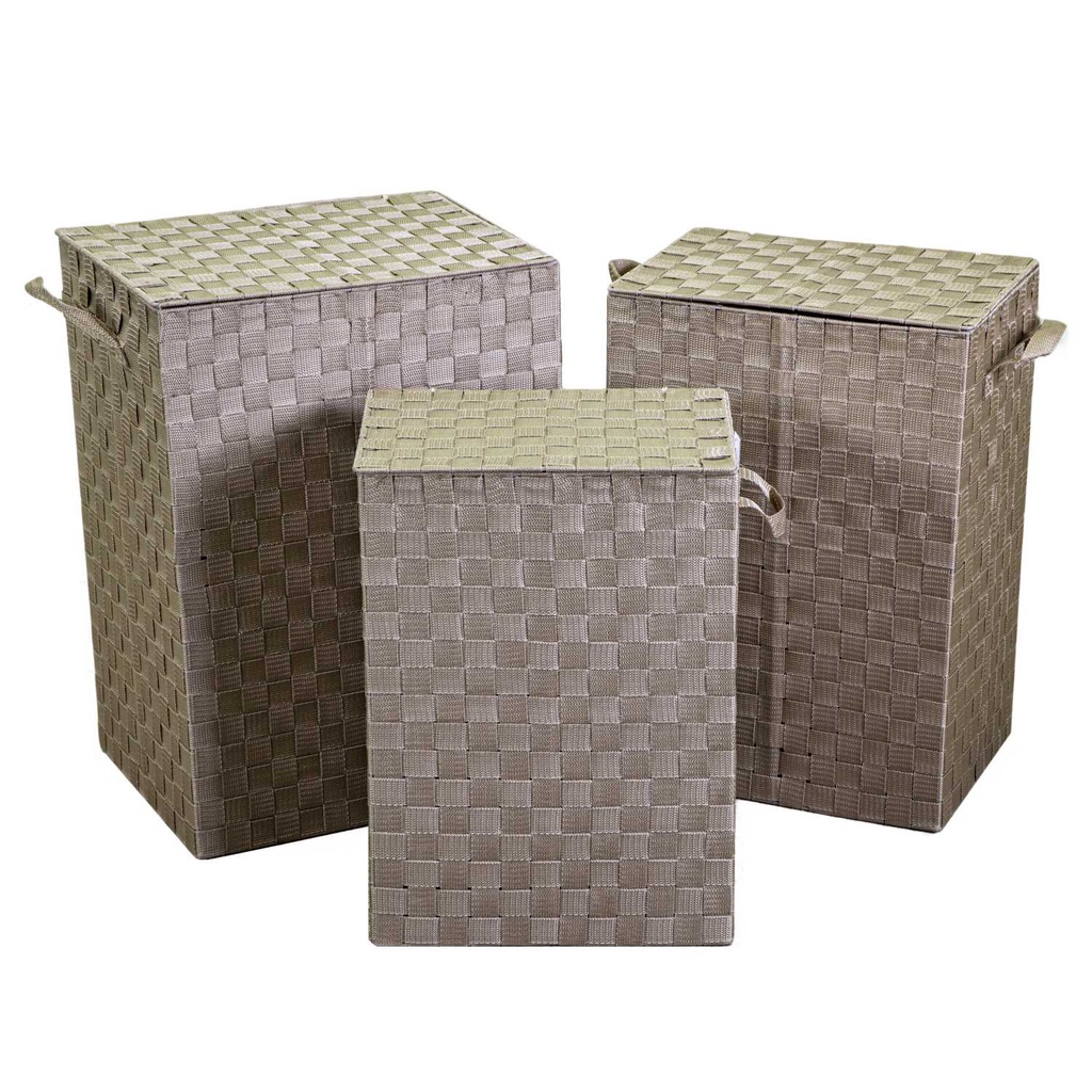Cestone poliestere tortora foderato 1-3rettangolare cm40x30x55